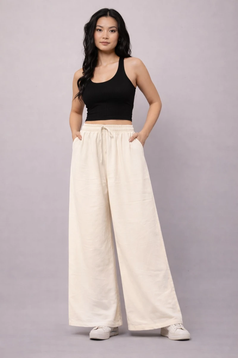 Ivory Grace Wide-Leg Lounge Palazzo
