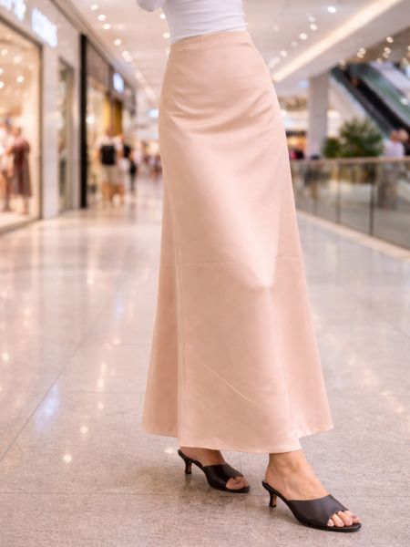Flowy A Line Korean Satin Skirt