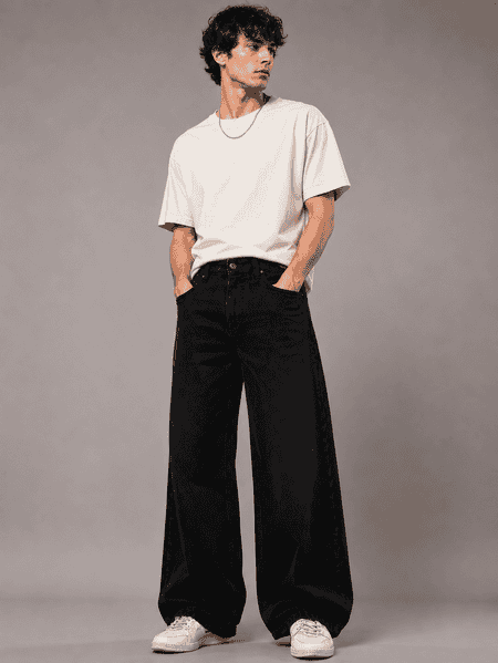 Black wide-leg Denim
