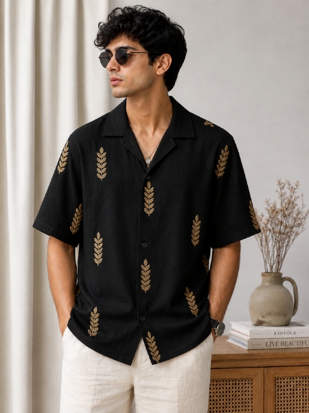 Black Bloom Cuban Shirt