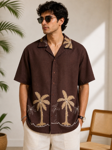 Coastal Palm Linen Shirt