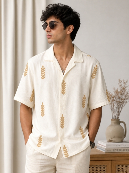Ivory Bloom Cuban Shirt
