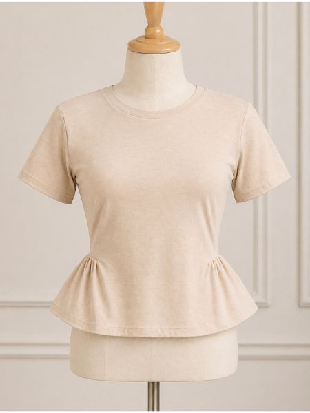 Peplum Knit Top Beige Everyday
