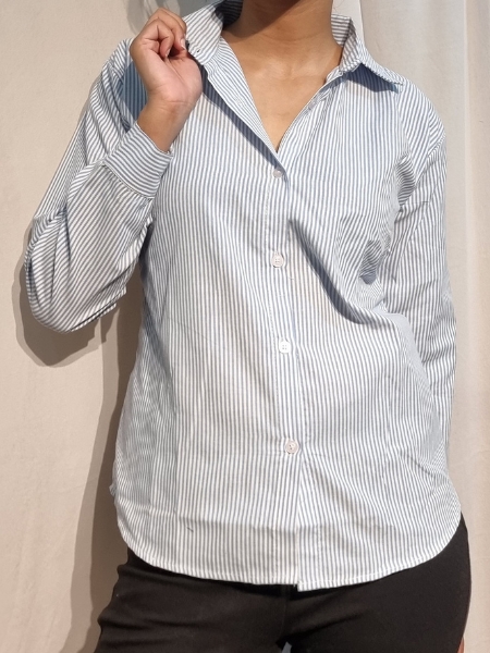 Blue Lace-Up Back Tailored Shirt