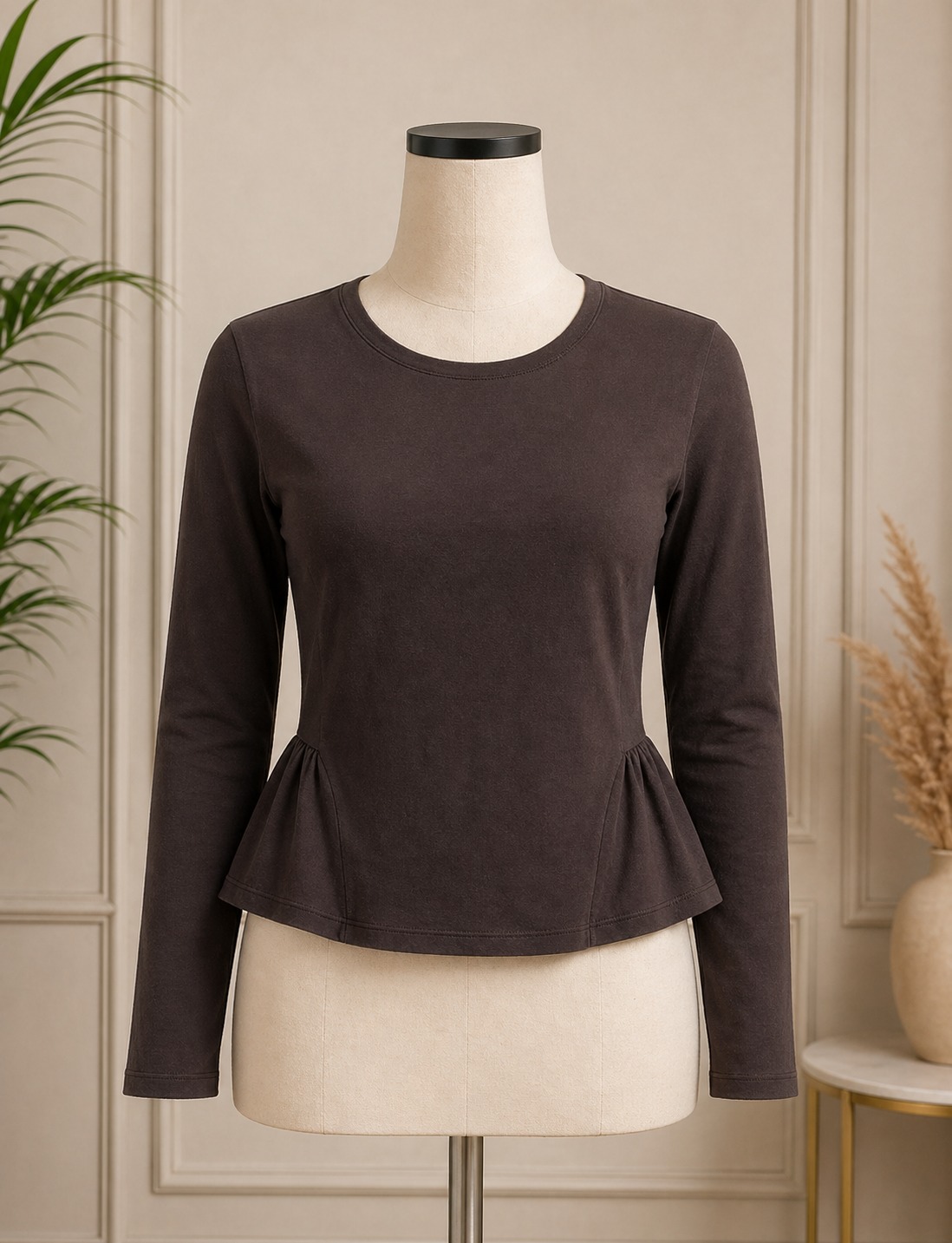 Sculpted Waist Top Brown