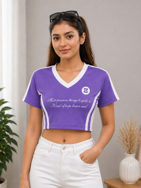Crop Tee Purple Sport Contrast