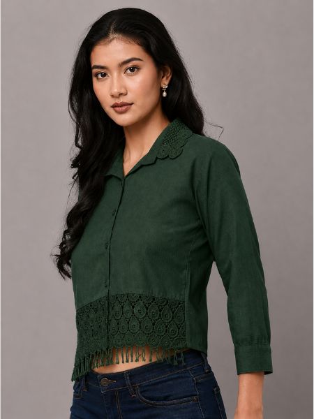 Desert Green Lace Panel Blouse