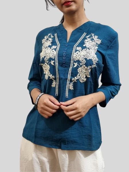 Floral Embroidered Kurti Top