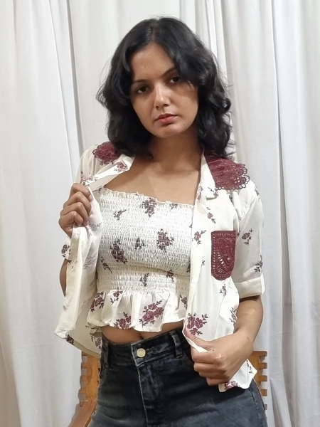 Floral Lace Patch Shirt