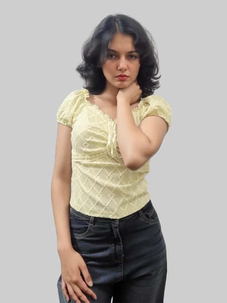 Textured Tie-Up Crop Top