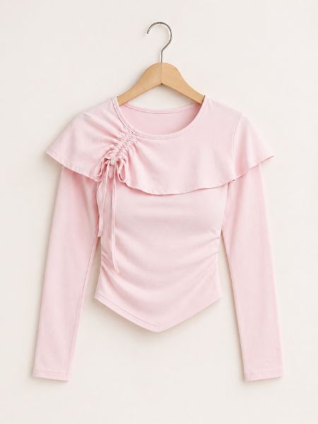 Pink Tie-Neck Crop Top