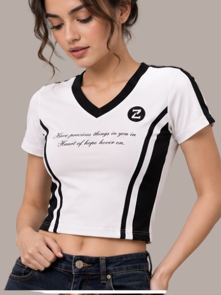 Contrast Panel Crop Top