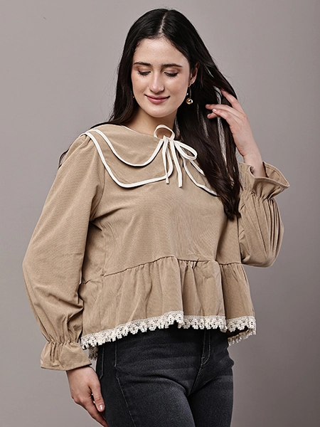 Tie-Neck Peplum Top