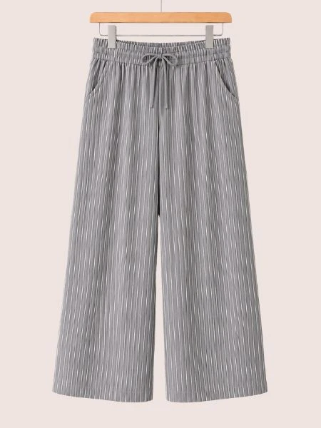 Stripe Wide-Leg Lounge Palazzo - WHITE