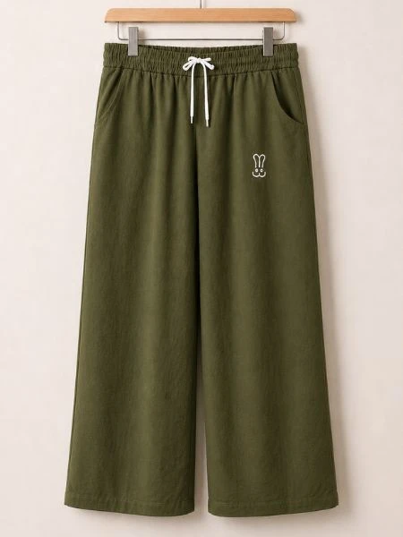 Wide-Leg Lounge Palazzo - GREEN